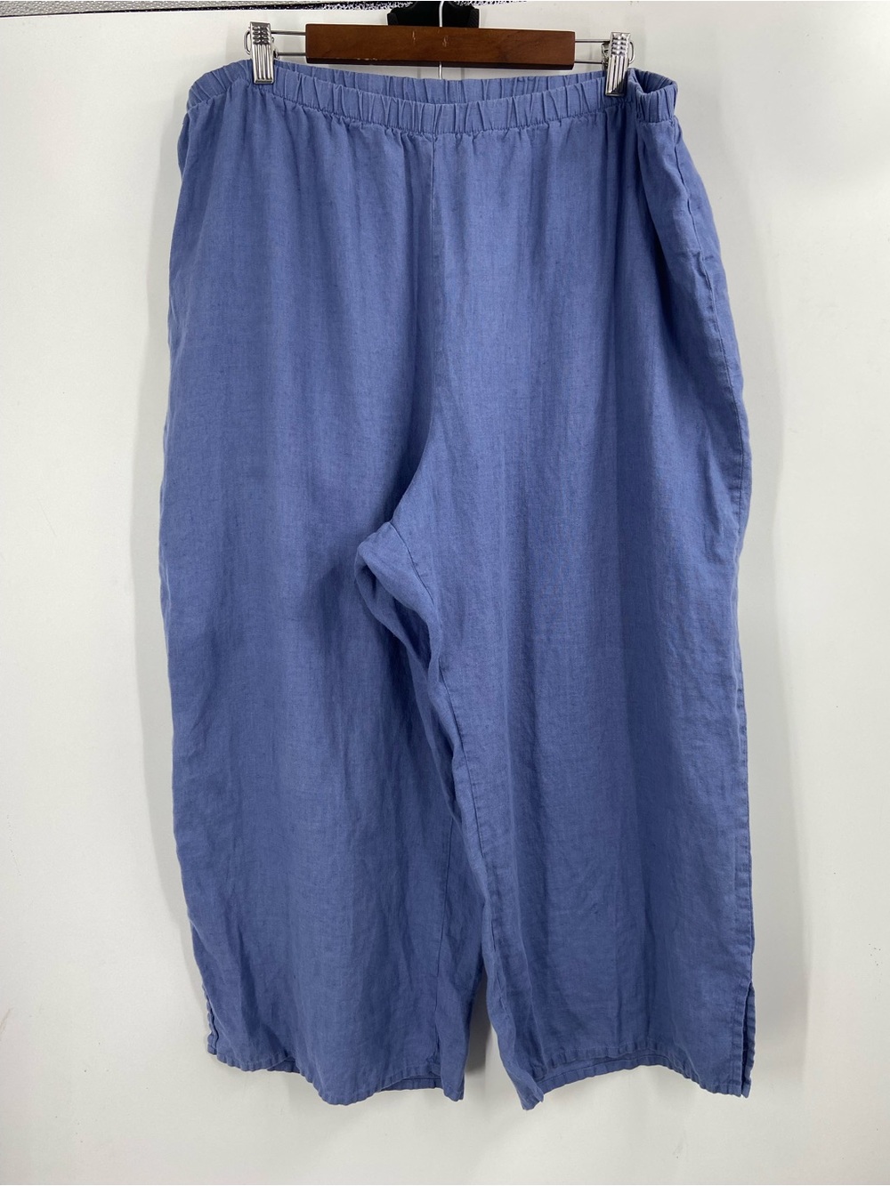 Flax 100% Linen Cropped Wide Leg Pull On Pants 1X Purple